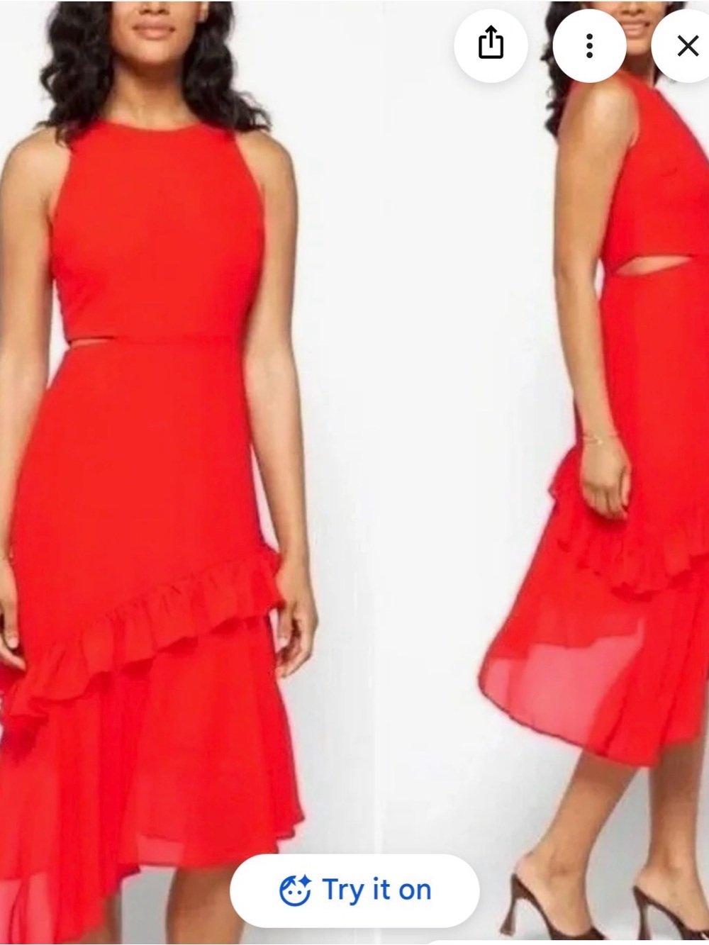 Sam Edelman 8 Orange Asymmetric Ruffle Hem Dress w/Cutout, NWT